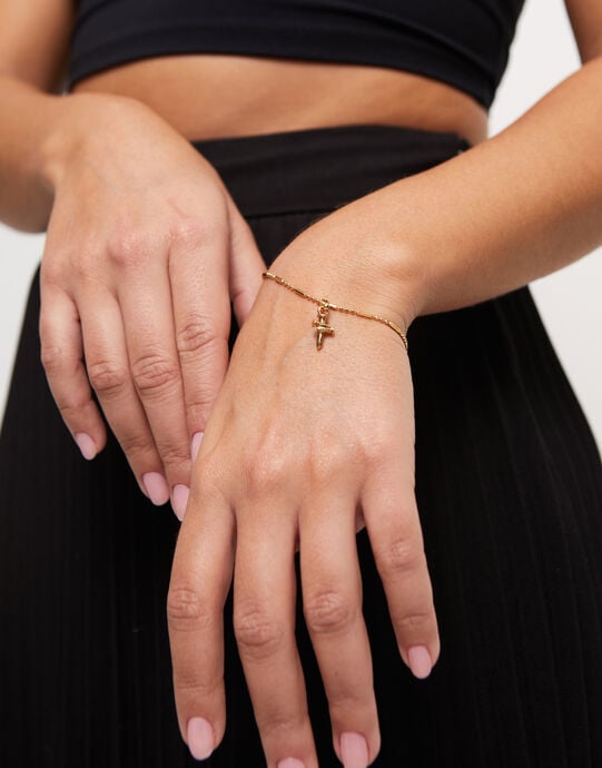 Cross-shaped charm, Golden, large